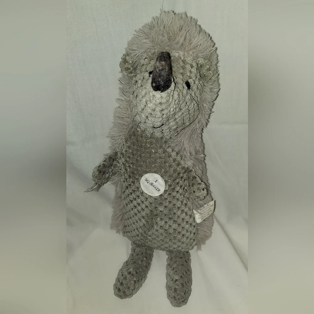 Charming Plush Hedgehog Squeaky Toy - Gray